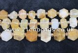 CNG8675 12*20mm - 20*33mm faceted nuggets yellow quartz beads