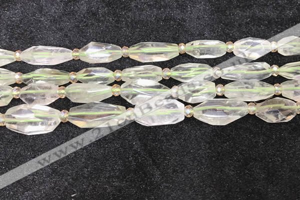 CNG8683 12*23mm - 15*25mm faceted freeform green quartz beads