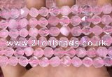 CNG8691 15.5 inches 8mm faceted nuggets rose quartz beads