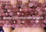 CNG8696 15.5 inches 8mm faceted nuggets strawberry quartz beads