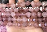 CNG8698 15.5 inches 12mm faceted nuggets strawberry quartz beads