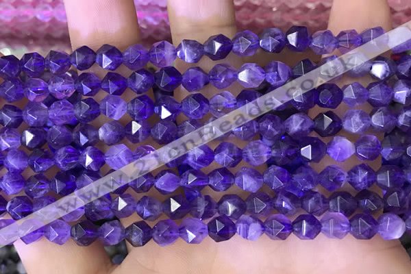 CNG8700 15.5 inches 6mm faceted nuggets amethyst gemstone beads
