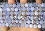 CNG8706 15.5 inches 8mm faceted nuggets blue chalcedony beads