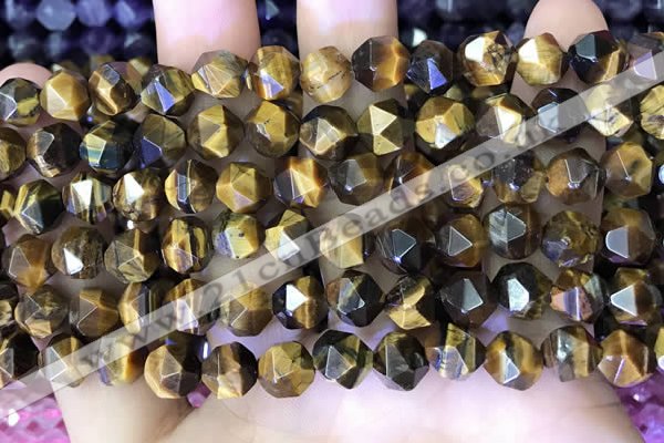 CNG8725 15.5 inches 8mm faceted nuggets yellow tiger eye beads