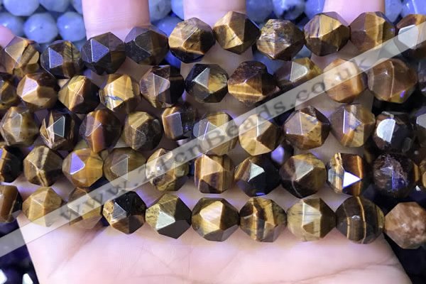 CNG8726 15.5 inches 10mm faceted nuggets yellow tiger eye beads