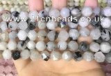 CNG8733 15.5 inches 8mm faceted nuggets black rutilated quartz beads