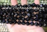 CNG8737 15.5 inches 8mm faceted nuggets black agate beads