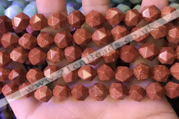 CNG8768 15.5 inches 10mm faceted nuggets goldstone beads wholesale