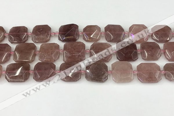 CNG8803 15.5 inches 16mm - 20mm faceted freeform strawberry quartz beads