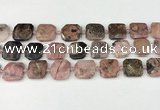 CNG8814 15.5 inches 16mm - 20mm faceted freeform rhodonite beads