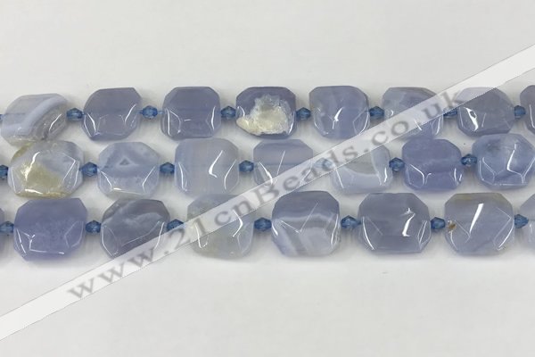 CNG8818 15.5 inches 16mm - 20mm faceted freeform blue chalcedony beads