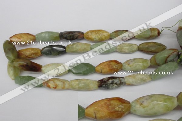 CNG884 15.5 inches 14*32mm faceted rice gemstone nugget beads