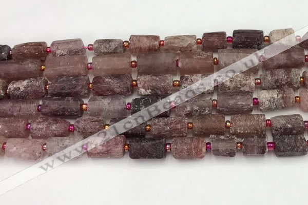 CNG8853 8*12mm - 10*16mm nuggets matte strawberry quartz beads