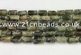 CNG8863 15.5 inches 8*12mm - 10*16mm nuggets matte green garnet beads