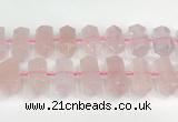 CNG8910 10*25mm - 15*30mm faceted nuggets rose quartz beads