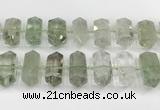 CNG8912 10*25mm - 15*30mm faceted nuggets green quartz beads