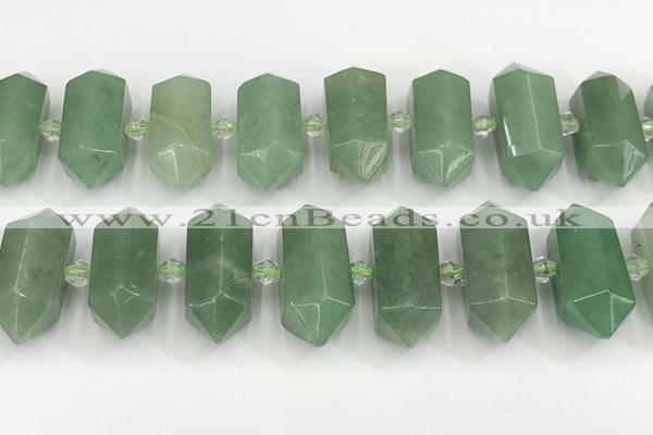 CNG8915 10*25mm - 15*30mm faceted nuggets green aventurine beads