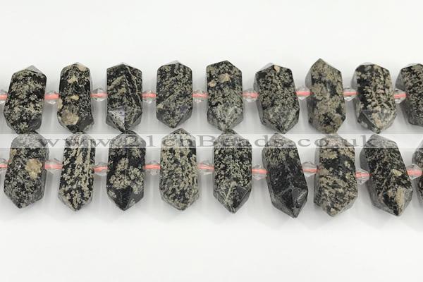 CNG8920 10*25mm - 15*30mm faceted nuggets red snowflake obsidian beads