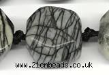 CNG8935 16*17mm - 18*19mm faceted freeform black water jasper beads