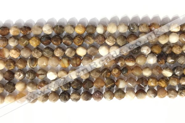 CNG9089 15.5 inches 6mm faceted nuggets coral jade gemstone beads