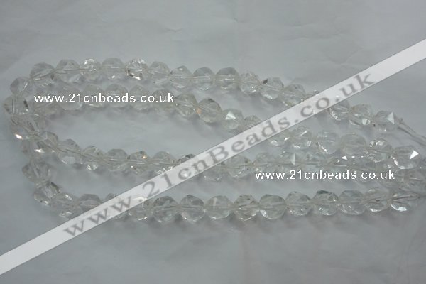 CNG912 15 inches 10mm faceted nuggets white crystal beads