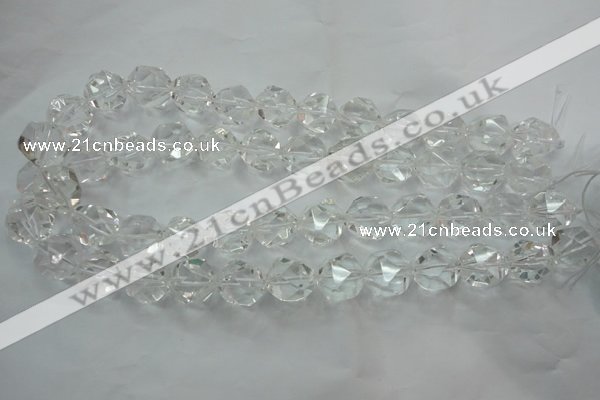 CNG914 15 inches 14mm faceted nuggets white crystal beads