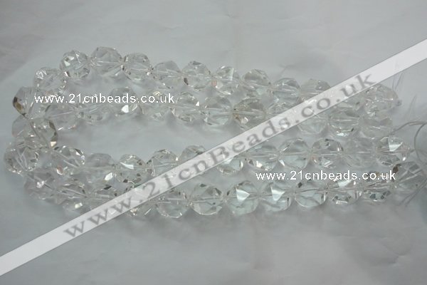 CNG915 15 inches 16mm faceted nuggets white crystal beads