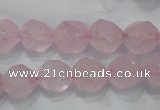 CNG921 15 inches 12mm faceted nuggets rose quartz beads
