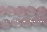 CNG921 15 inches 12mm faceted nuggets rose quartz beads