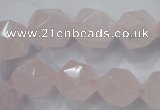 CNG922 15 inches 14mm faceted nuggets rose quartz beads