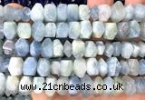 CNG9250 15 inches 6*10mm - 7*12mm faceted nuggets aquamarine beads