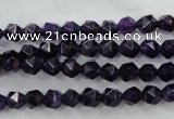 CNG927 15 inches 6mm faceted nuggets amethyst gemstone beads