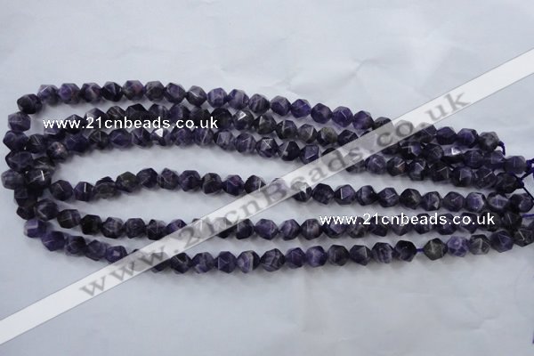 CNG928 15 inches 8mm faceted nuggets amethyst gemstone beads