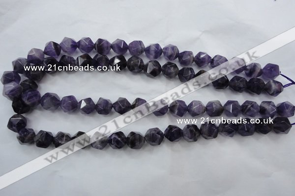 CNG929 15 inches 10mm faceted nuggets amethyst gemstone beads