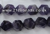 CNG931 15 inches 14mm faceted nuggets amethyst gemstone beads