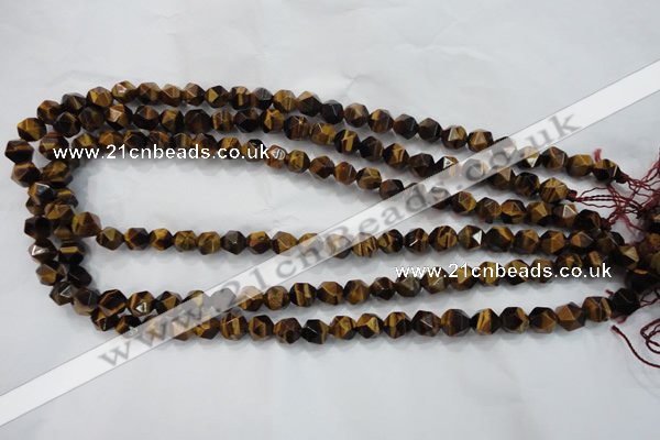 CNG936 15 inches 8mm faceted nuggets yellow tiger eye beads