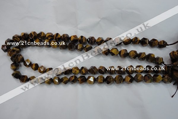 CNG937 15 inches 10mm faceted nuggets yellow tiger eye beads