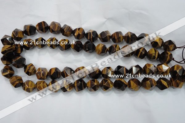 CNG939 15 inches 14mm faceted nuggets yellow tiger eye beads