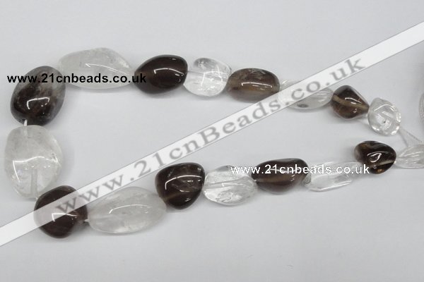 CNG95 12*14mm - 20*35mm nuggets smoky quartz & crystal gemstone beads