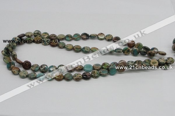 CNI08 16 inches 10mm flat round natural imperial jasper beads wholesale