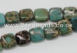 CNI18 16 inches 10*10mm square natural imperial jasper beads wholesale