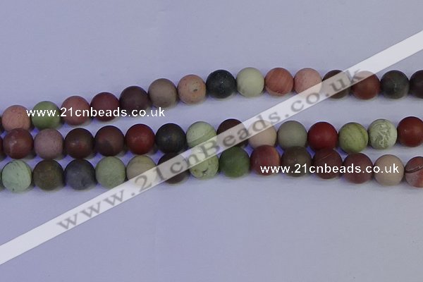 CNI365 15.5 inches 14mm round matte imperial jasper beads wholesale