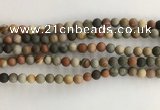 CNI376 15.5 inches 6mm round matte American picture jasper beads