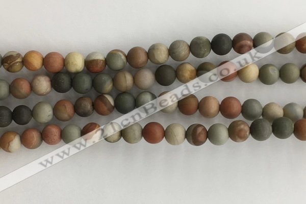 CNI377 15.5 inches 8mm round matte American picture jasper beads