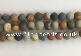 CNI379 15.5 inches 12mm round matte American picture jasper beads