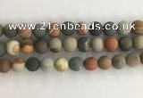 CNI380 15.5 inches 14mm round matte American picture jasper beads