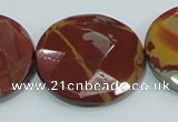 CNJ02 15.5 inches 40mm faceted coin natural noreena jasper beads