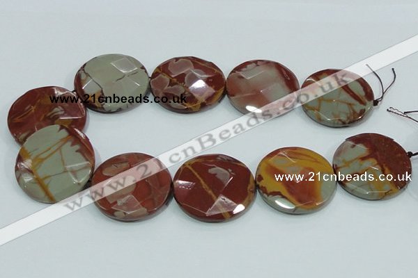 CNJ02 15.5 inches 40mm faceted coin natural noreena jasper beads