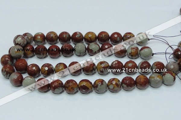 CNJ19 15.5 inches 16mm faceted round natural noreena jasper beads