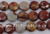 CNJ42 15.5 inches 12mm faceted coin noreena jasper beads